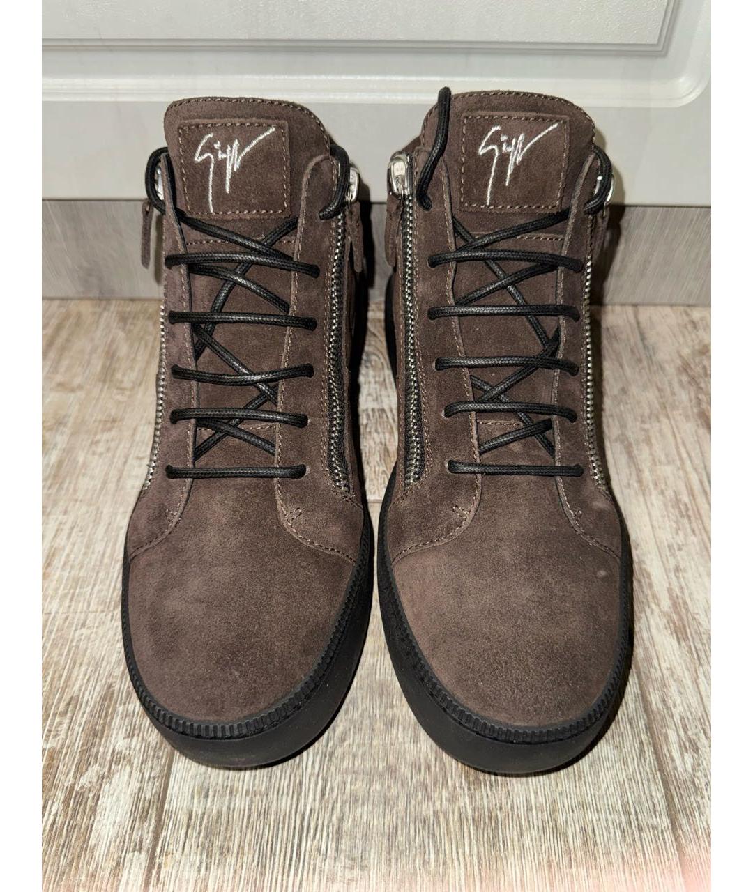 GIUSEPPE ZANOTTI DESIGN Коричневые замшевые высокие ботинки, фото 2