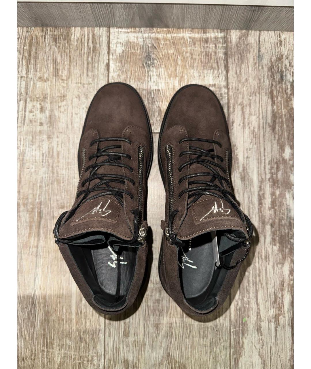 GIUSEPPE ZANOTTI DESIGN Коричневые замшевые высокие ботинки, фото 3