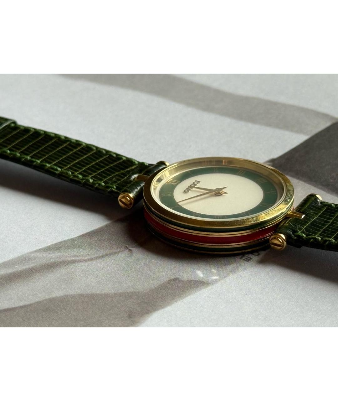 GUCCI Зеленые позолоченные часы, фото 6