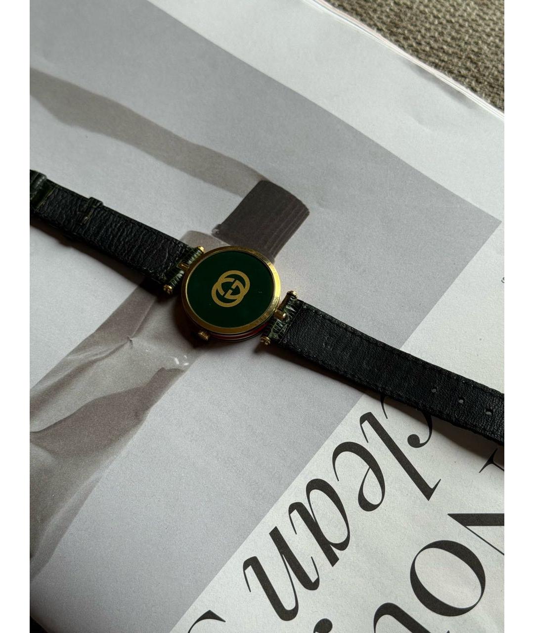 GUCCI Зеленые позолоченные часы, фото 2