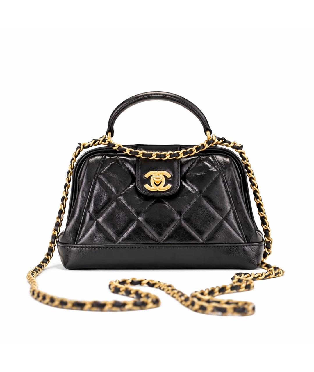 CHANEL Черная кожаная сумка через плечо, фото 8