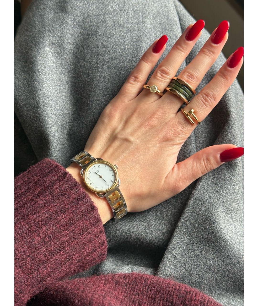 HERMES Серебряные стальные часы, фото 5