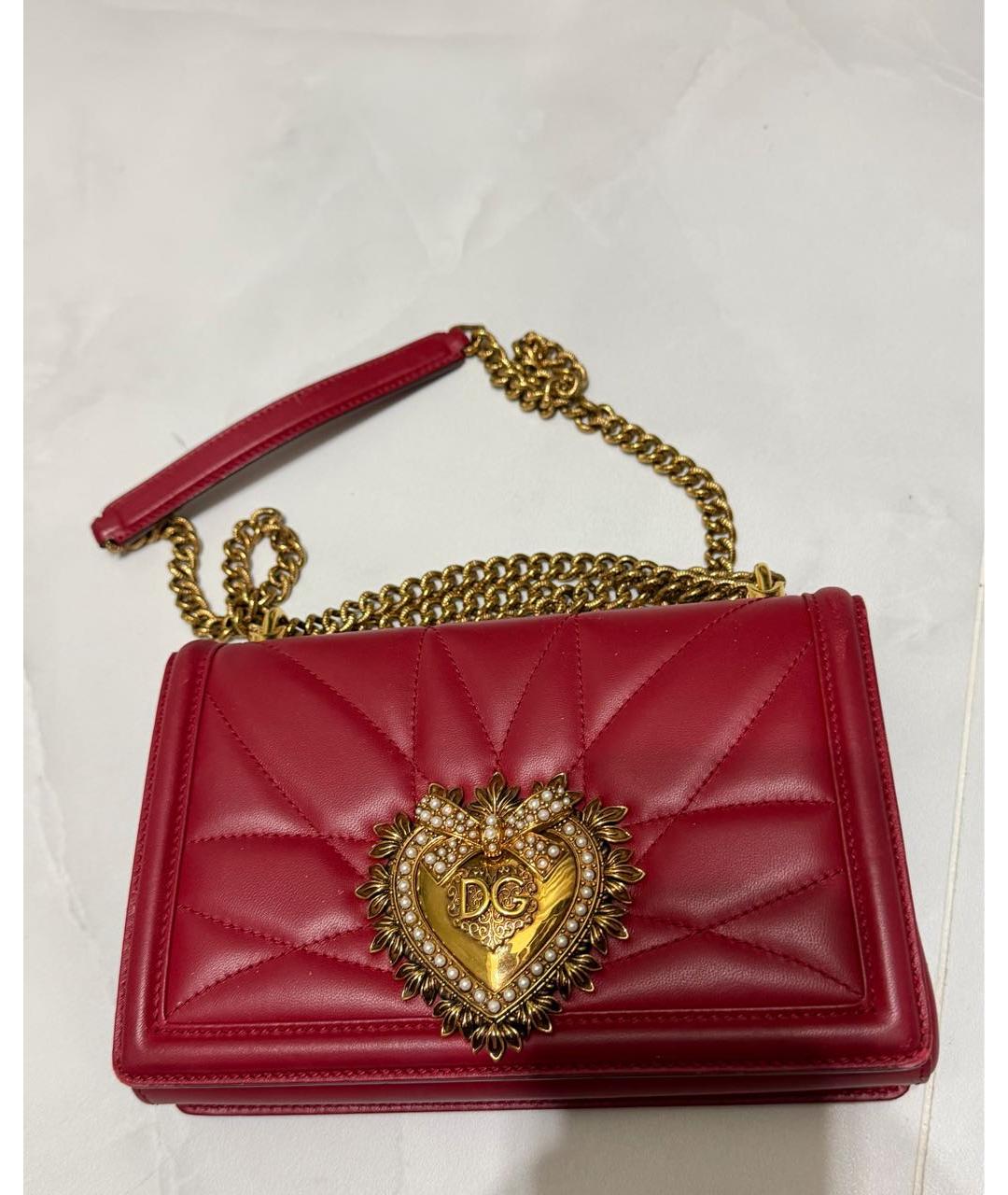 DOLCE&GABBANA Бордовая кожаная сумка с короткими ручками, фото 6
