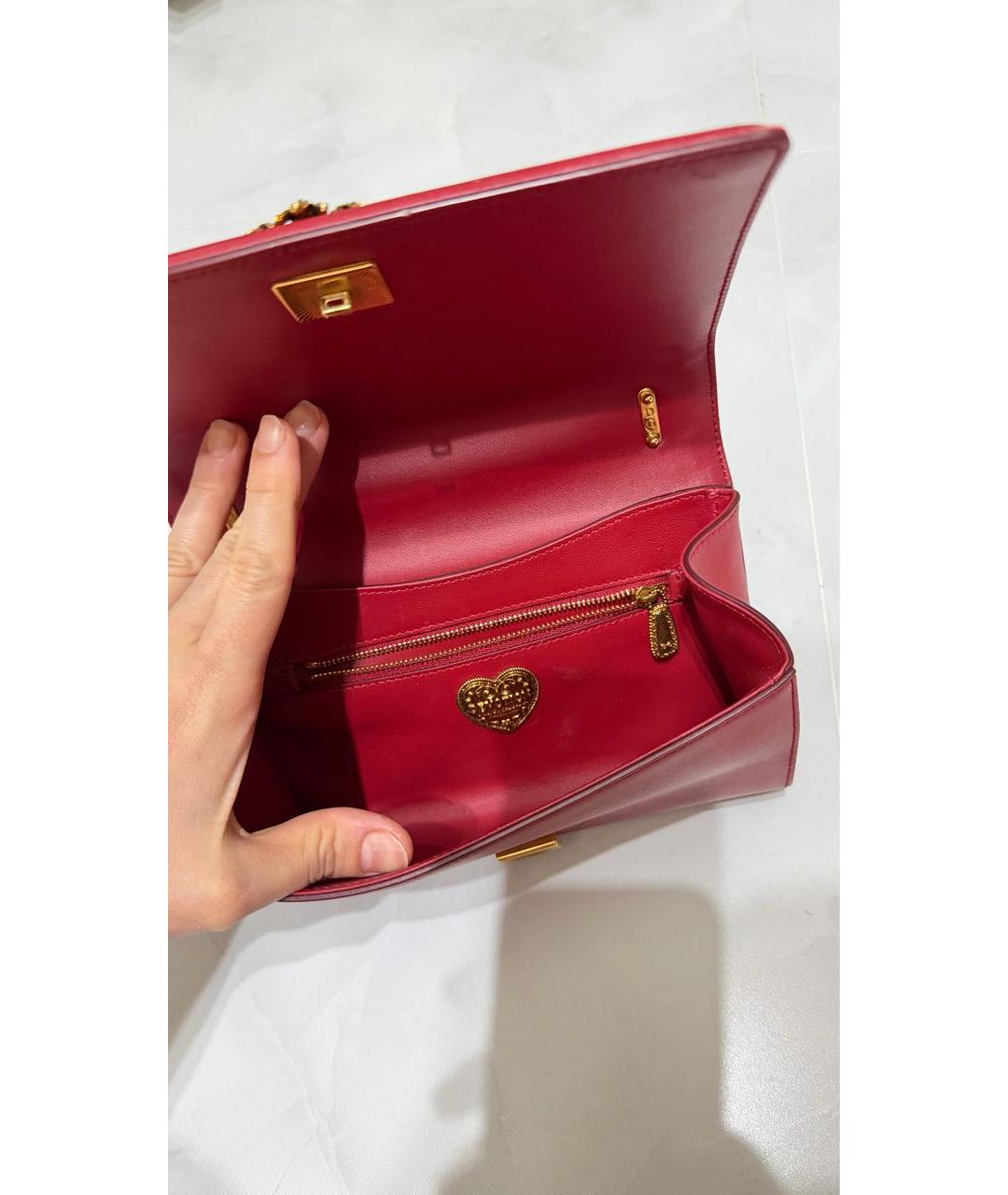 DOLCE&GABBANA Бордовая кожаная сумка с короткими ручками, фото 5