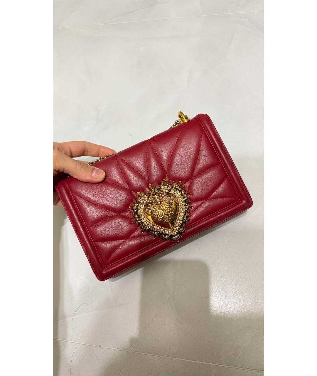 DOLCE&GABBANA Бордовая кожаная сумка с короткими ручками, фото 2