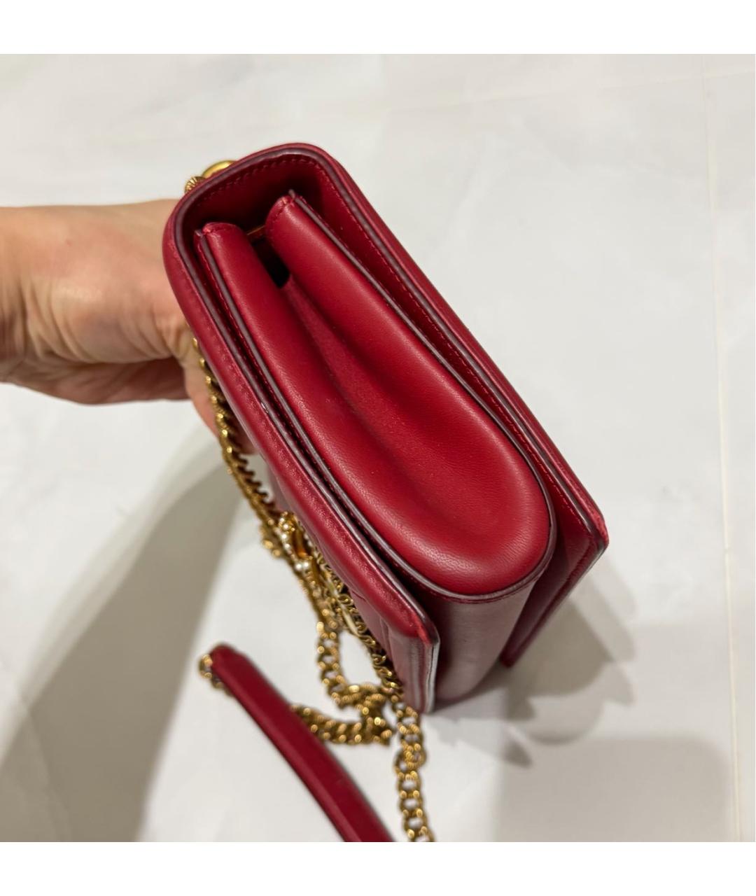 DOLCE&GABBANA Бордовая кожаная сумка с короткими ручками, фото 4