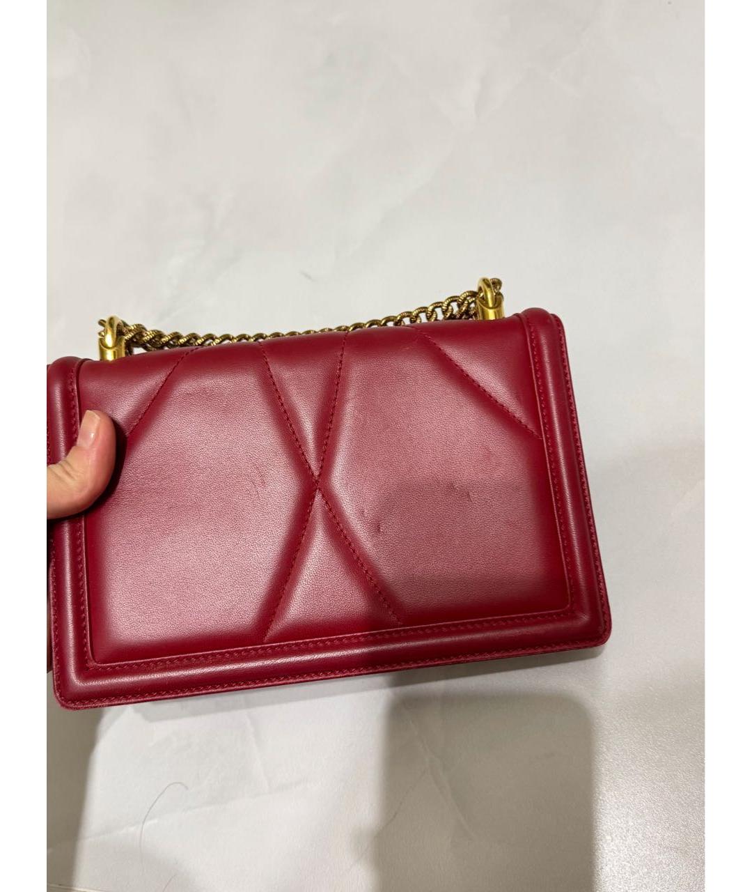 DOLCE&GABBANA Бордовая кожаная сумка с короткими ручками, фото 3