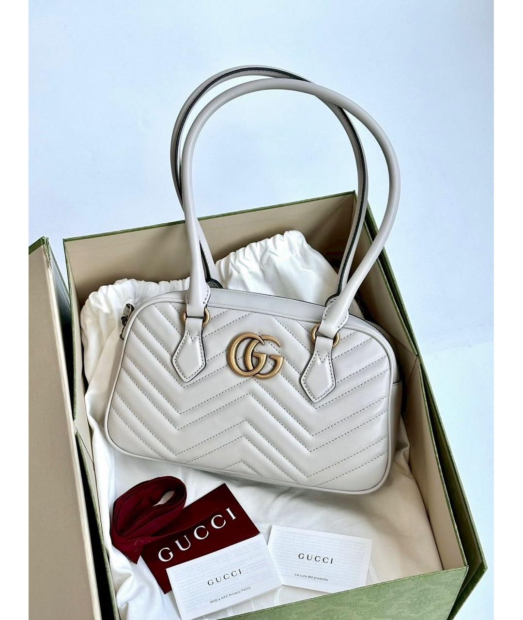 GUCCI Бежевая кожаная сумка через плечо, фото 5