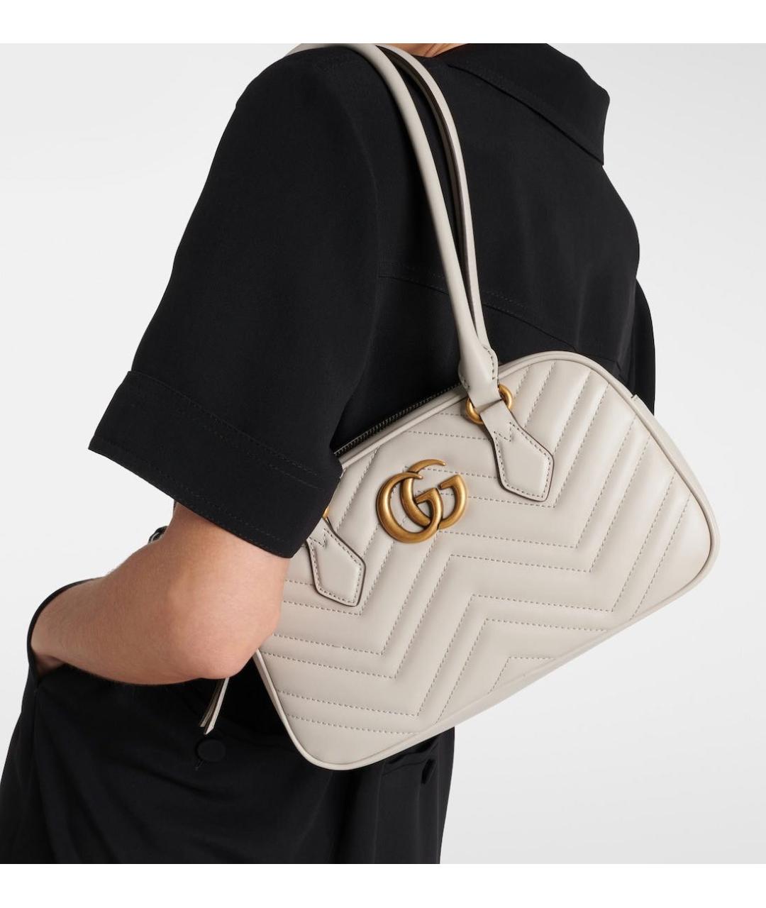 GUCCI Бежевая кожаная сумка через плечо, фото 6