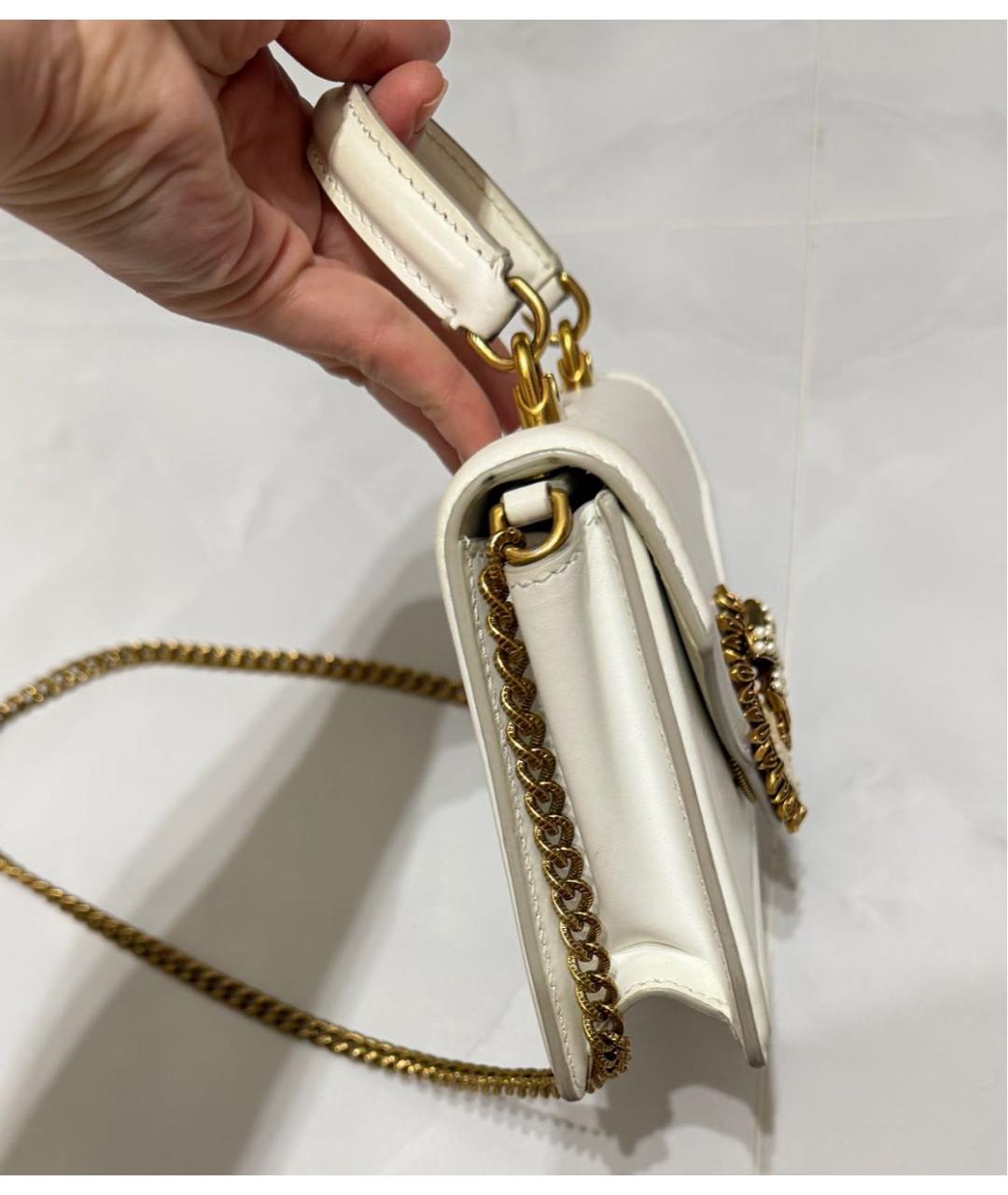 DOLCE&GABBANA Белая кожаная сумка с короткими ручками, фото 3