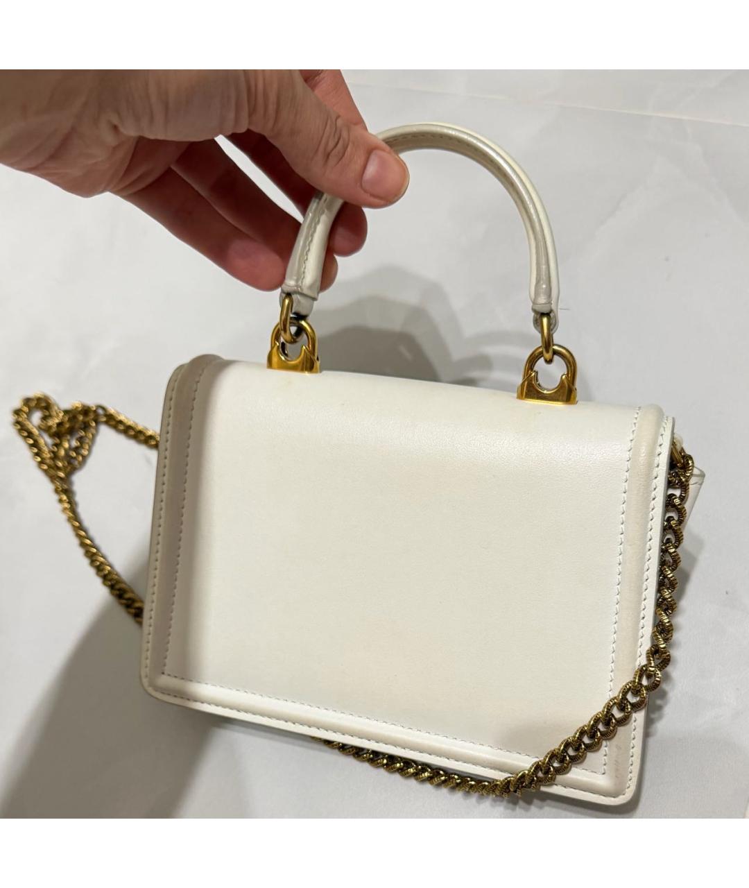 DOLCE&GABBANA Белая кожаная сумка с короткими ручками, фото 2