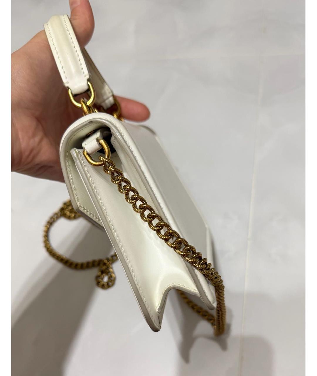 DOLCE&GABBANA Белая кожаная сумка с короткими ручками, фото 4