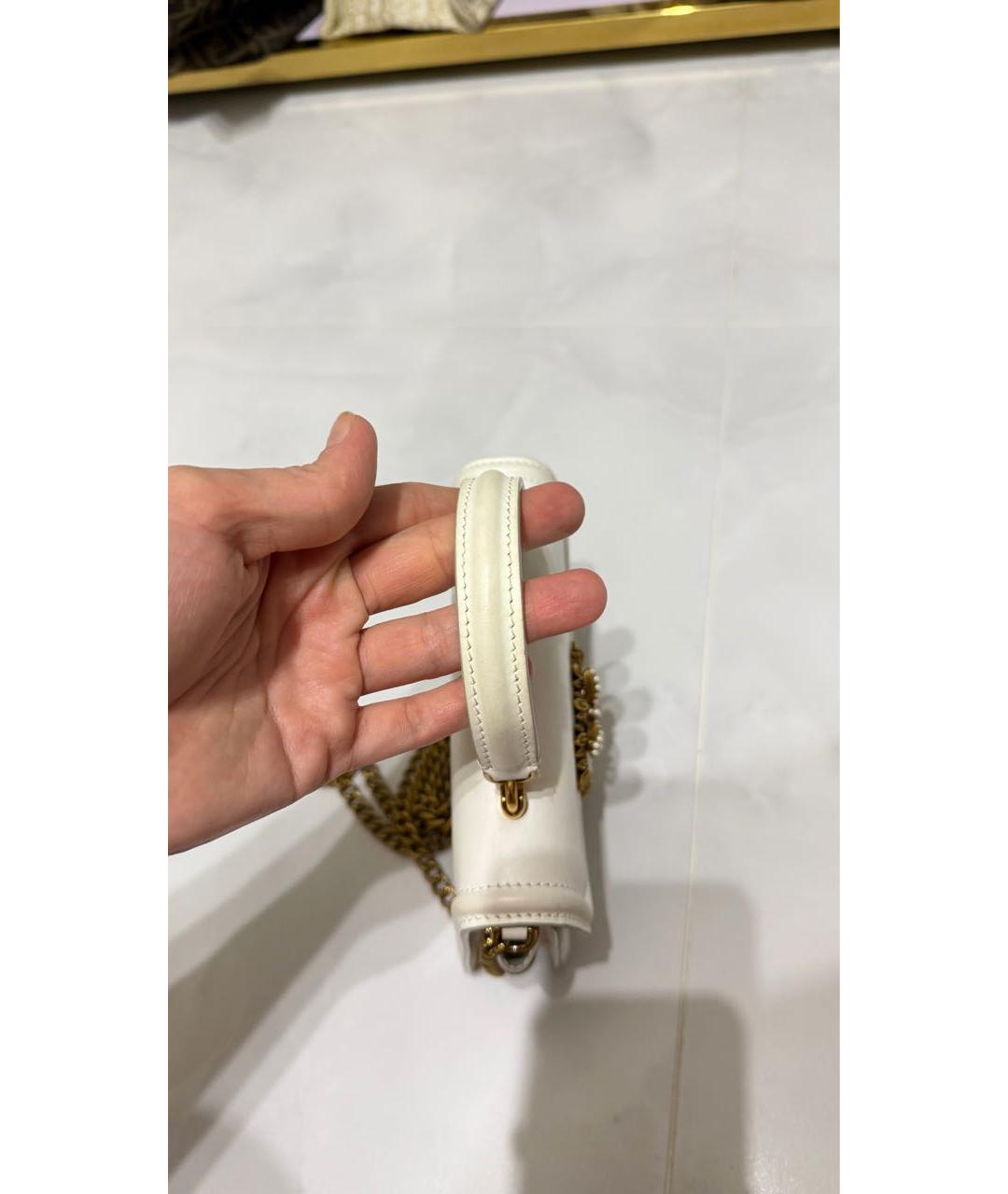 DOLCE&GABBANA Белая кожаная сумка с короткими ручками, фото 6