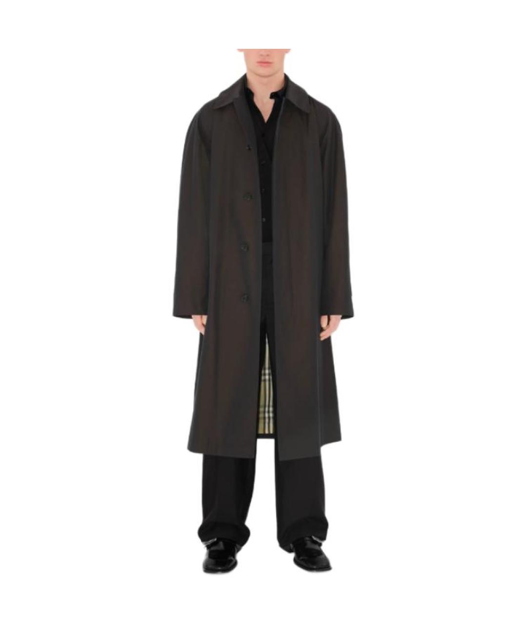 BURBERRY Черный хлопковый тренч / плащ, фото 4
