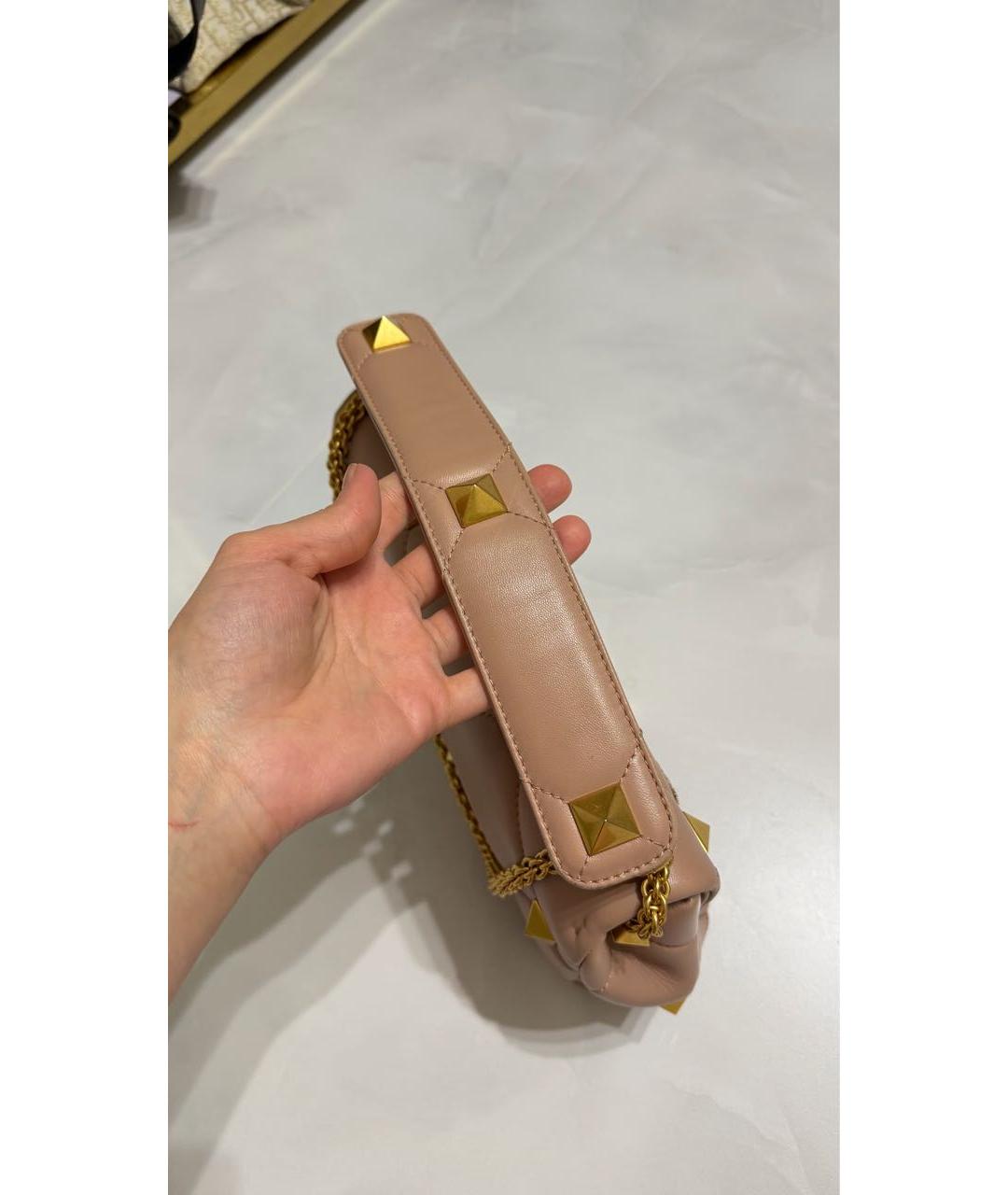 VALENTINO Коралловая кожаная сумка с короткими ручками, фото 5