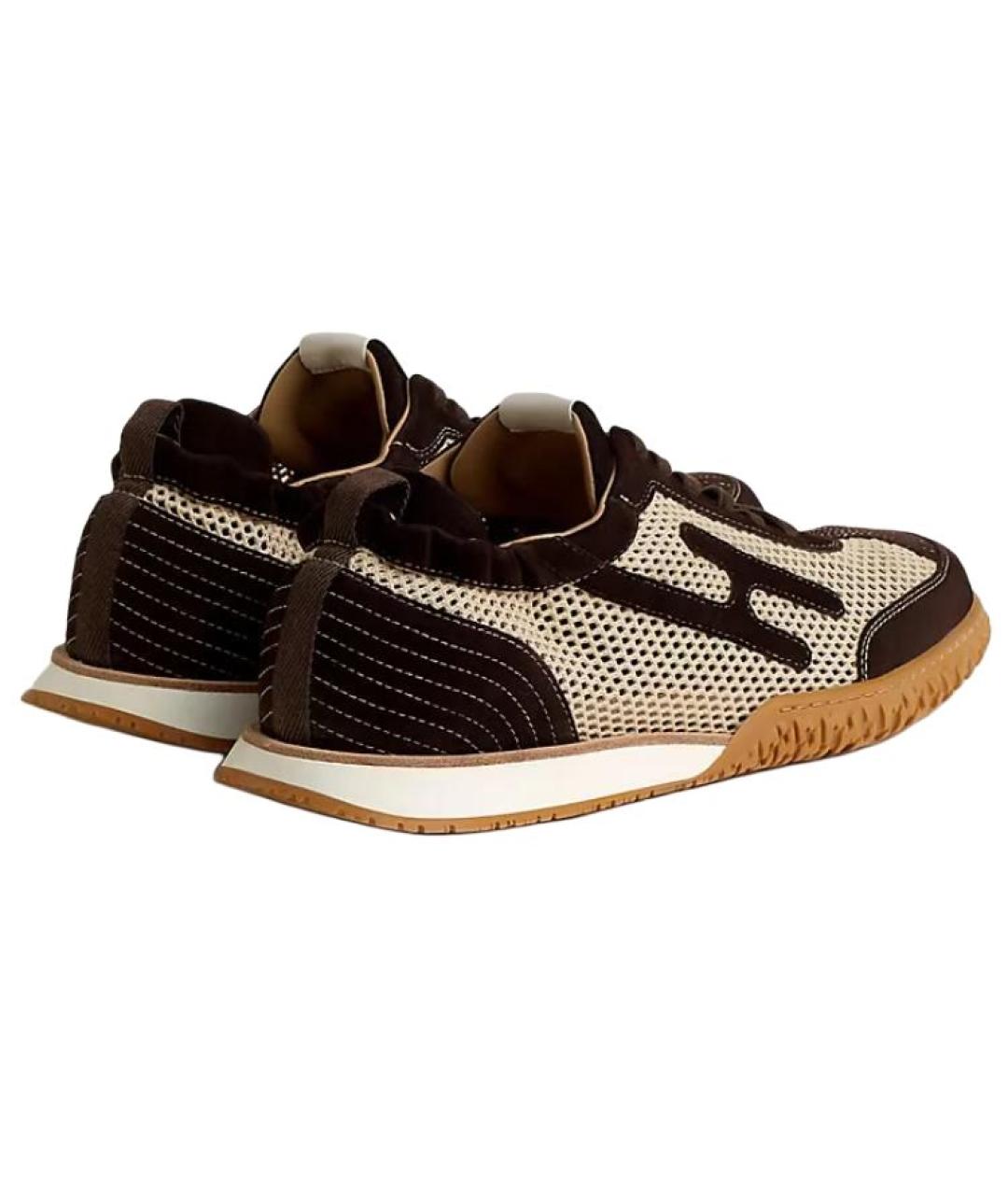 HERMES Коричневые замшевые низкие кроссовки / кеды, фото 5