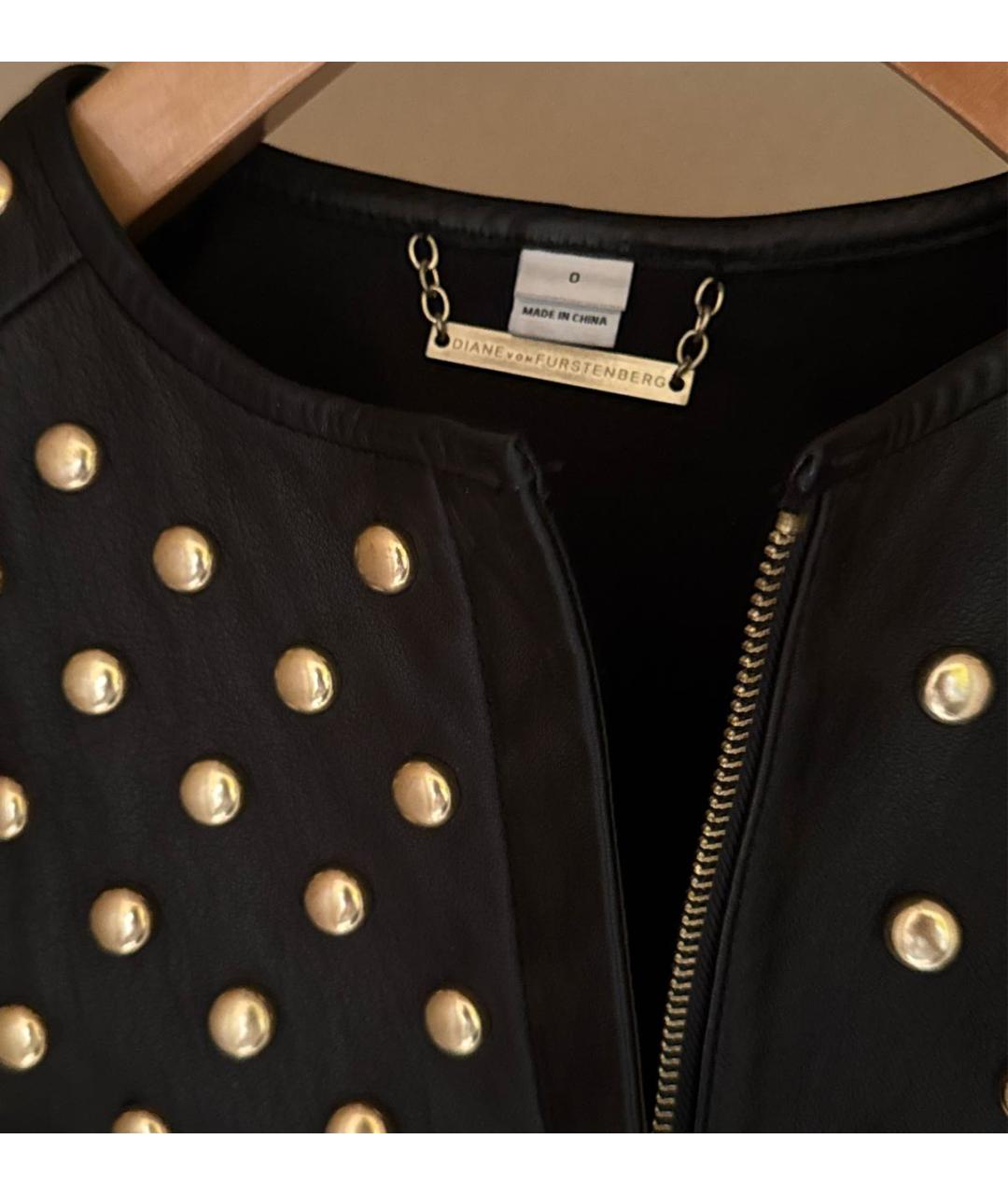 DIANE VON FURSTENBERG Черная кожаная куртка, фото 3