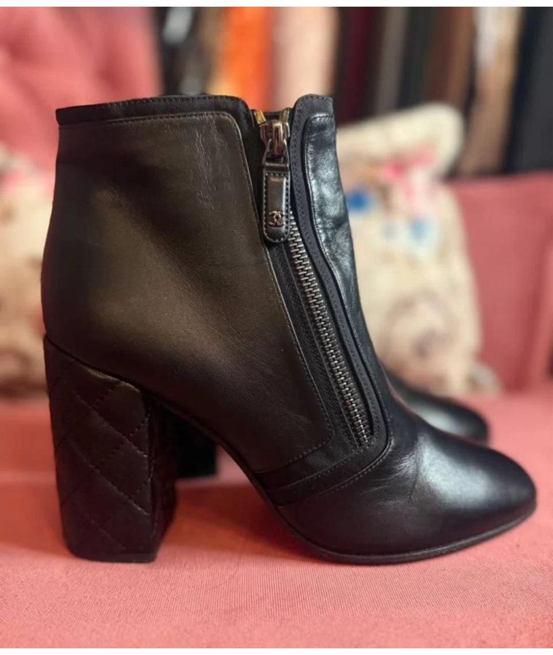 CHANEL Черные кожаные полусапоги, фото 9