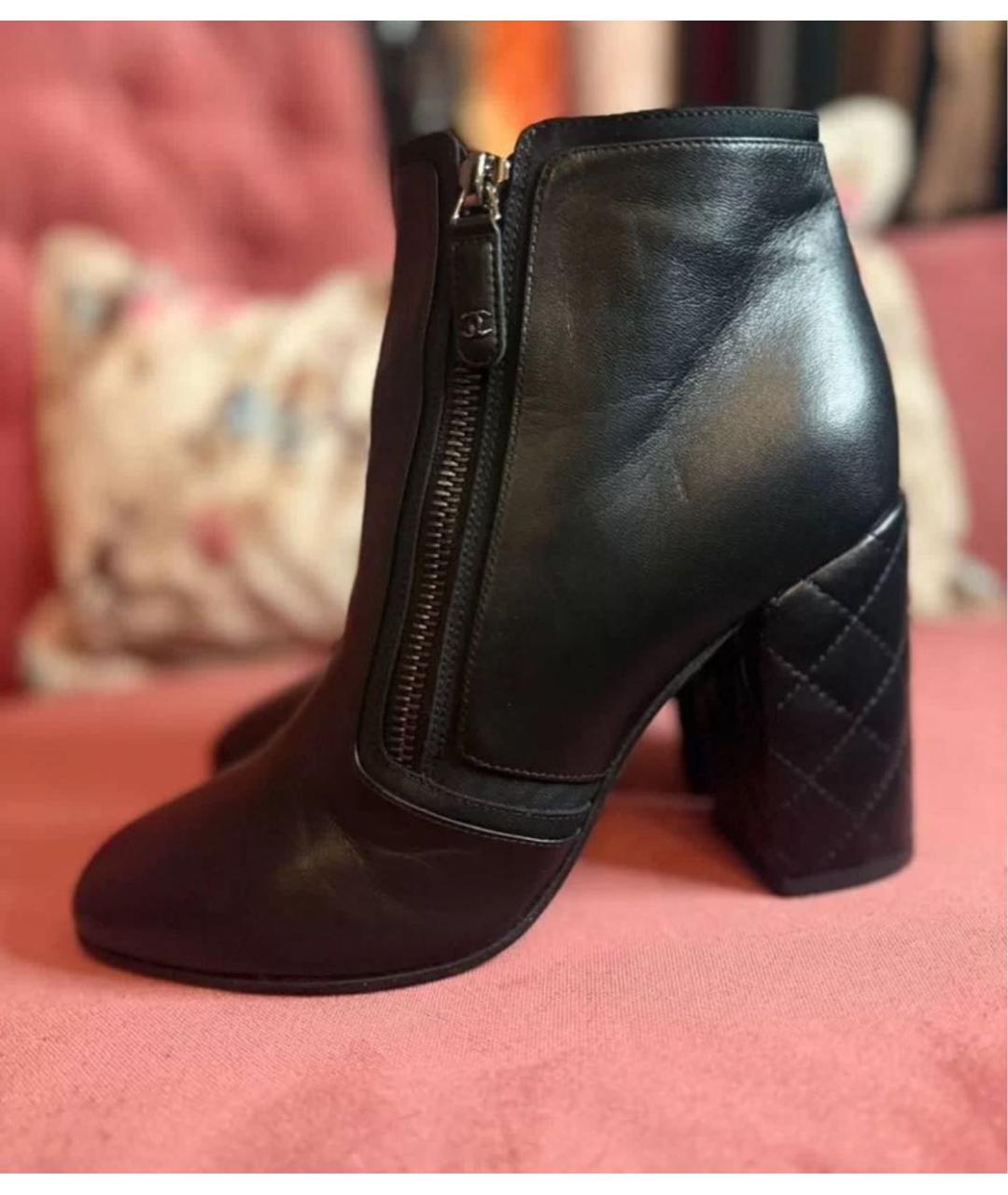 CHANEL Черные кожаные полусапоги, фото 7