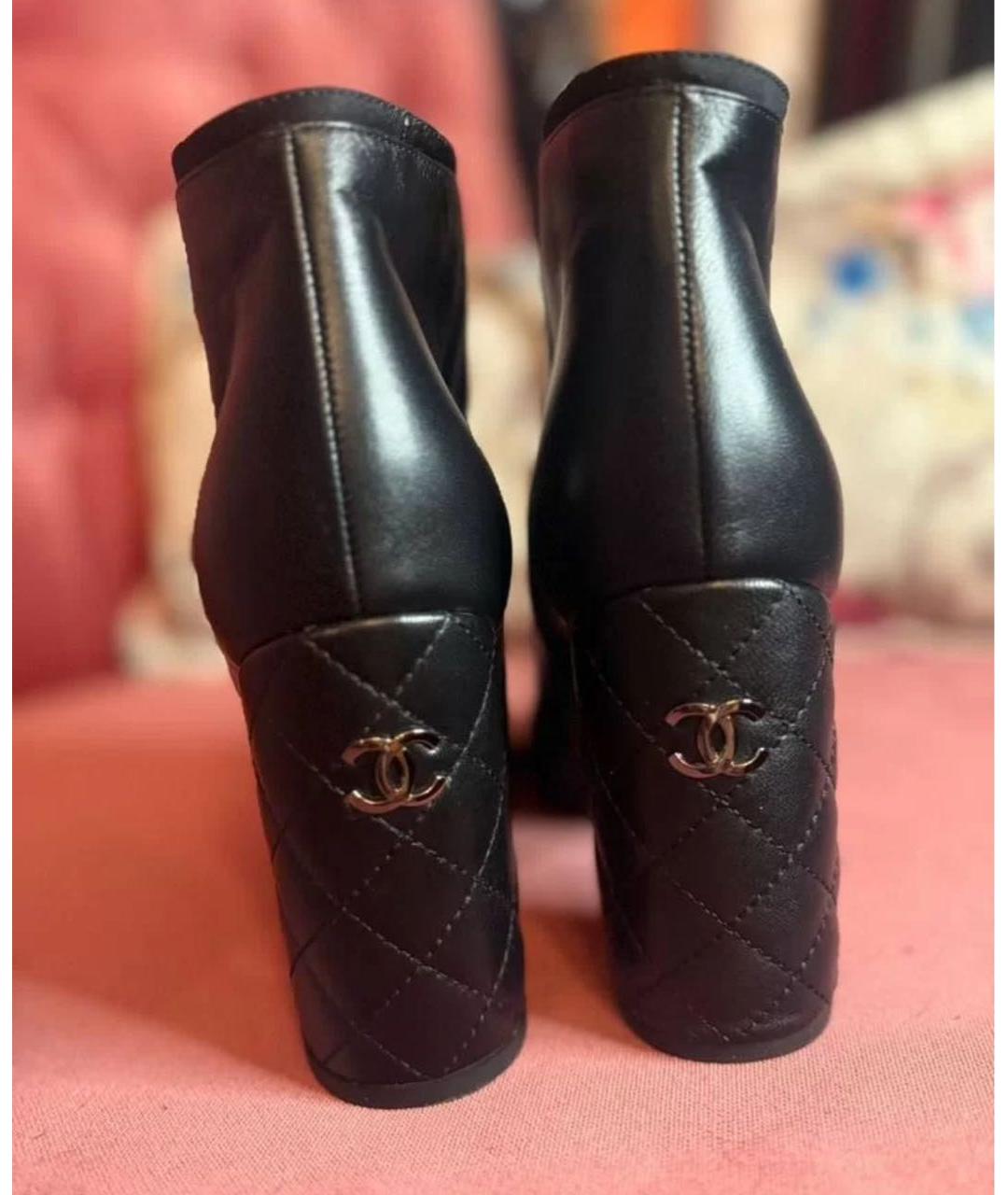 CHANEL Черные кожаные полусапоги, фото 4