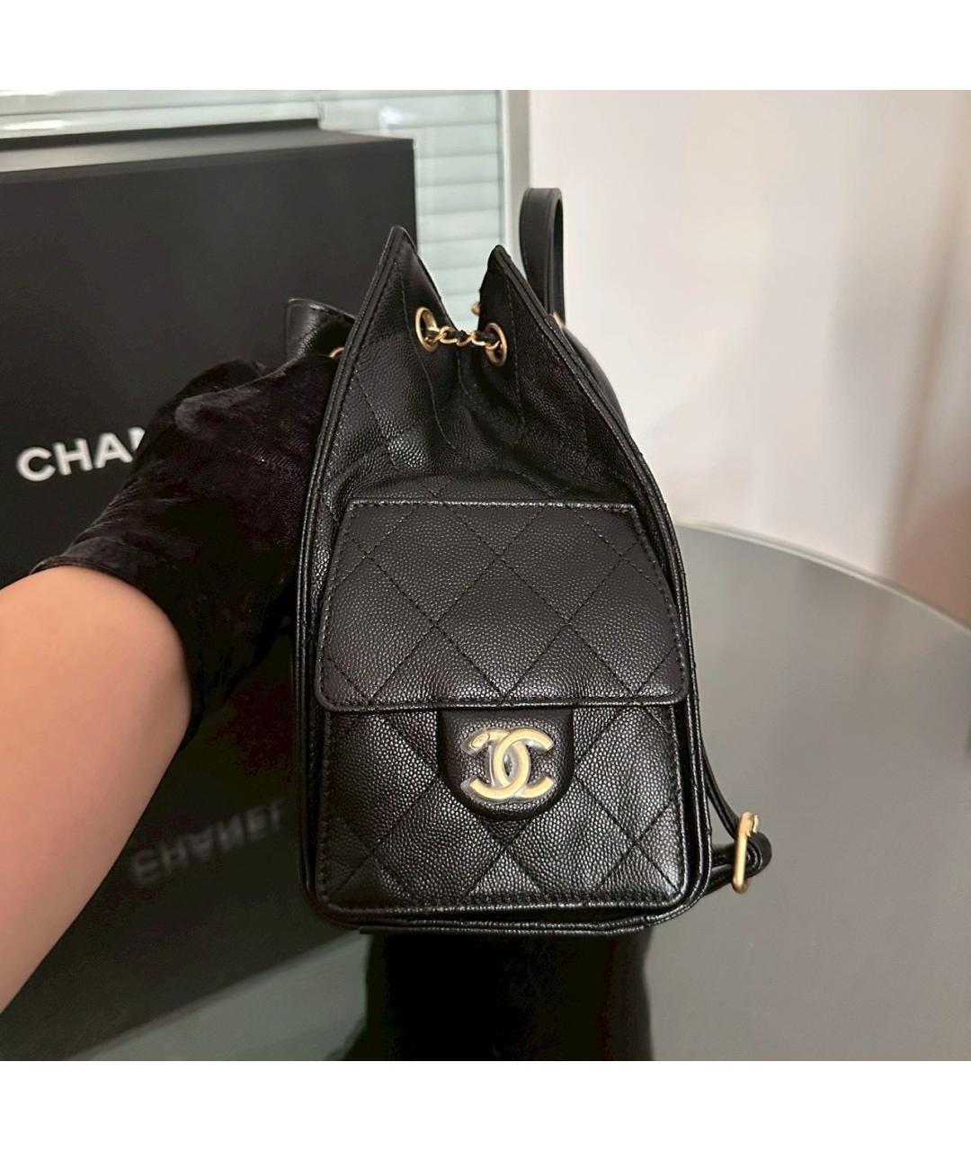 CHANEL Черный кожаный рюкзак, фото 5