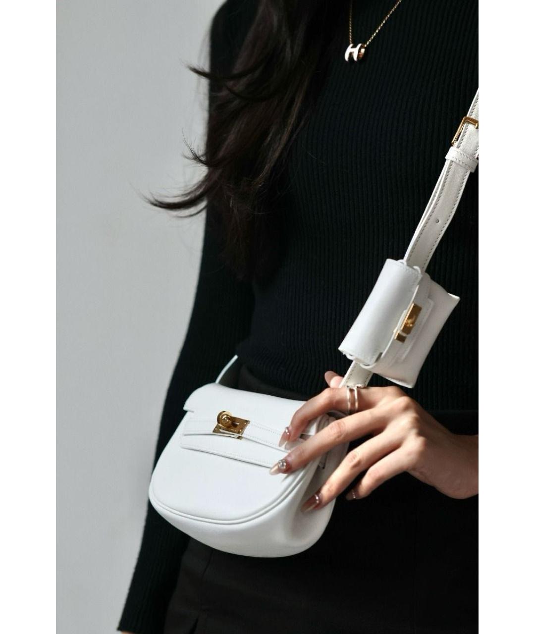 HERMES Белая кожаная сумка через плечо, фото 5