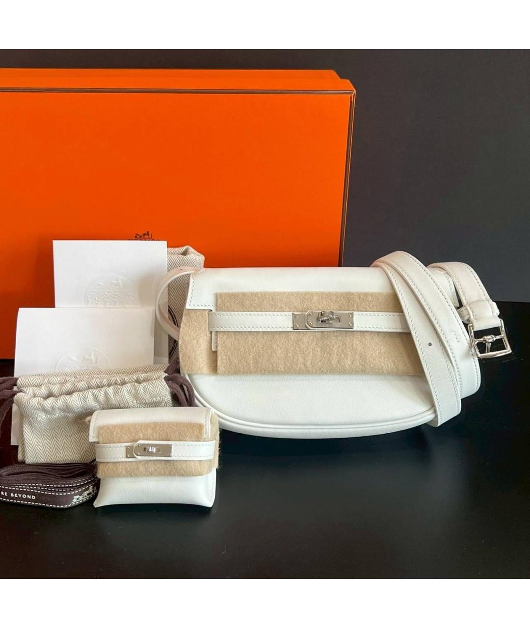 HERMES Белая кожаная сумка через плечо, фото 2