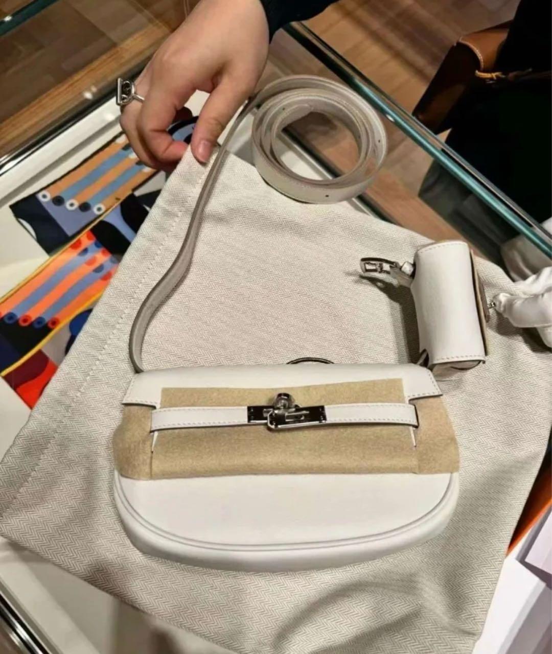 HERMES Белая кожаная сумка через плечо, фото 3