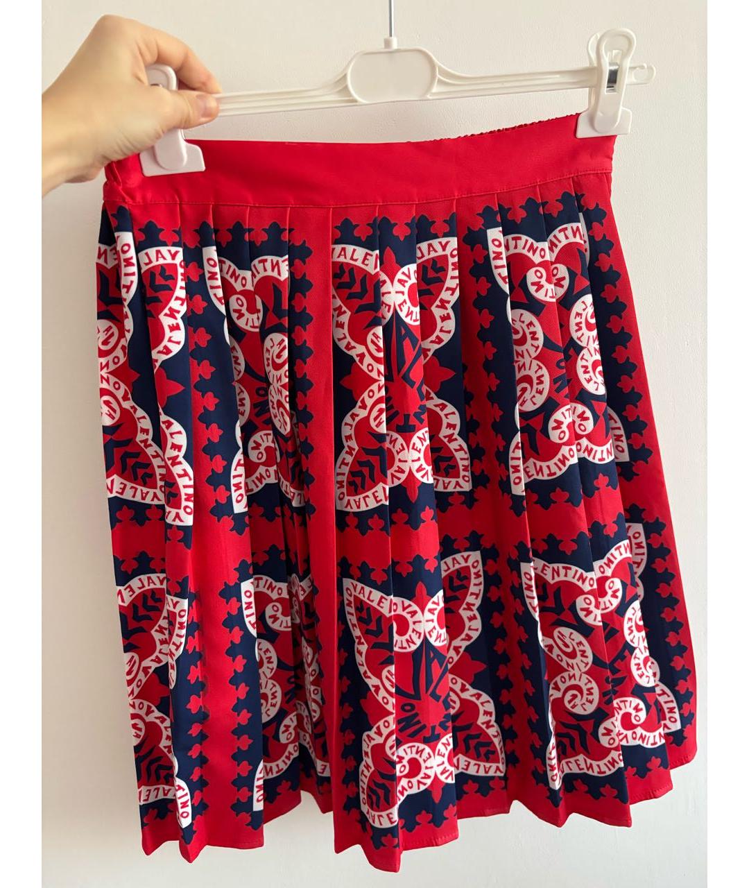 VALENTINO Красная полиэстеровая юбка мини, фото 4