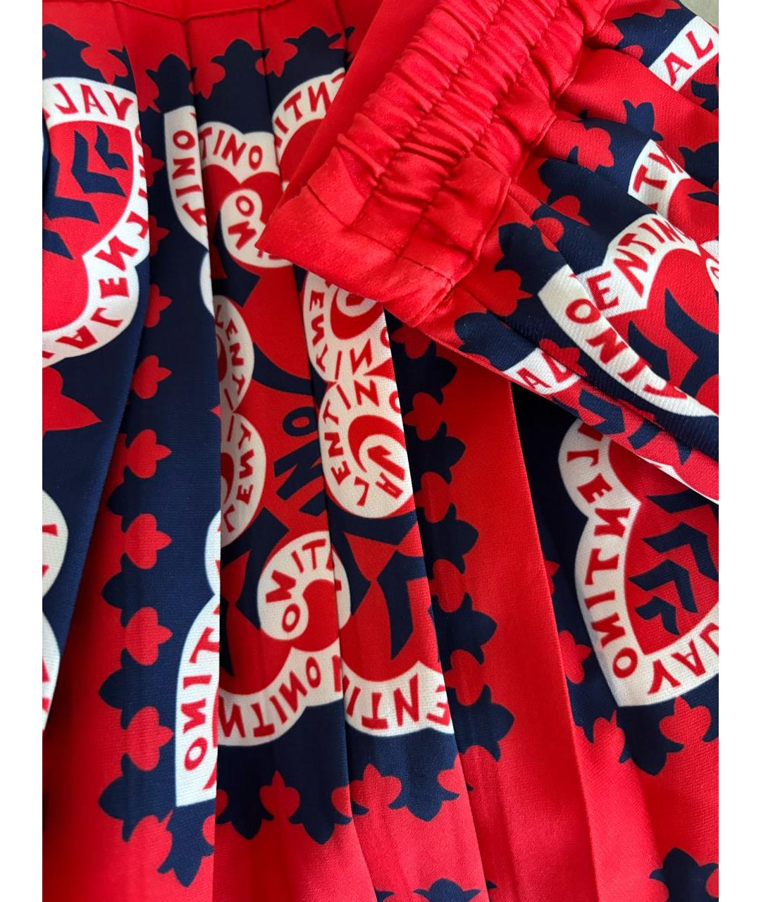 VALENTINO Красная полиэстеровая юбка мини, фото 3