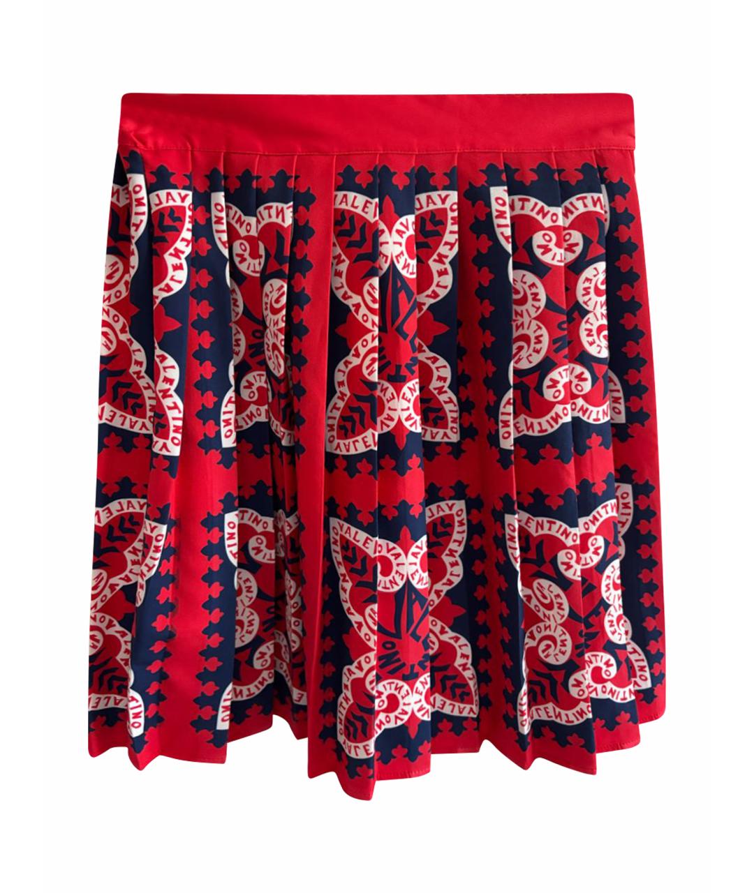 VALENTINO Красная полиэстеровая юбка мини, фото 1