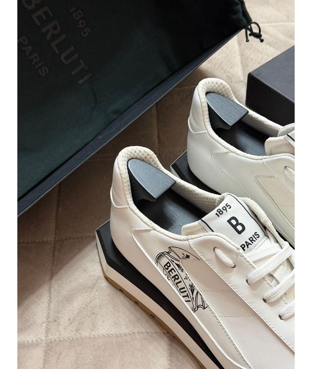 BERLUTI Белые кожаные низкие кроссовки / кеды, фото 7