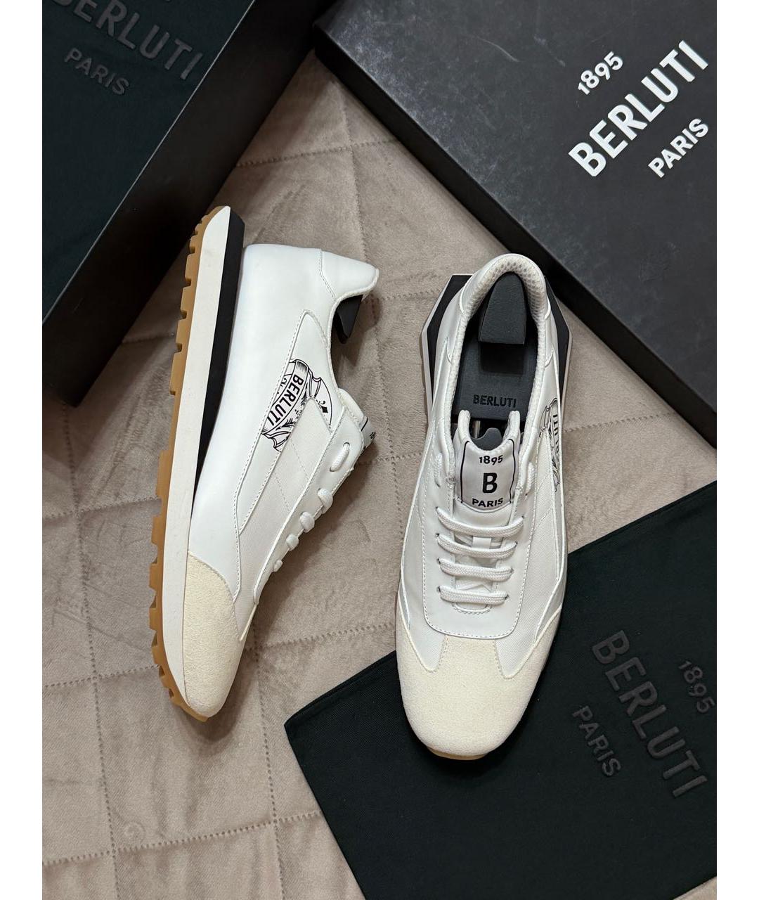 BERLUTI Белые кожаные низкие кроссовки / кеды, фото 4