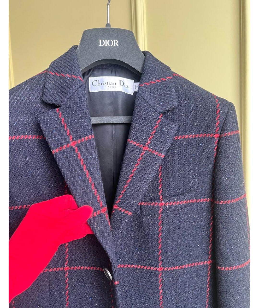 CHRISTIAN DIOR Темно-синий шерстяной жакет/пиджак, фото 2