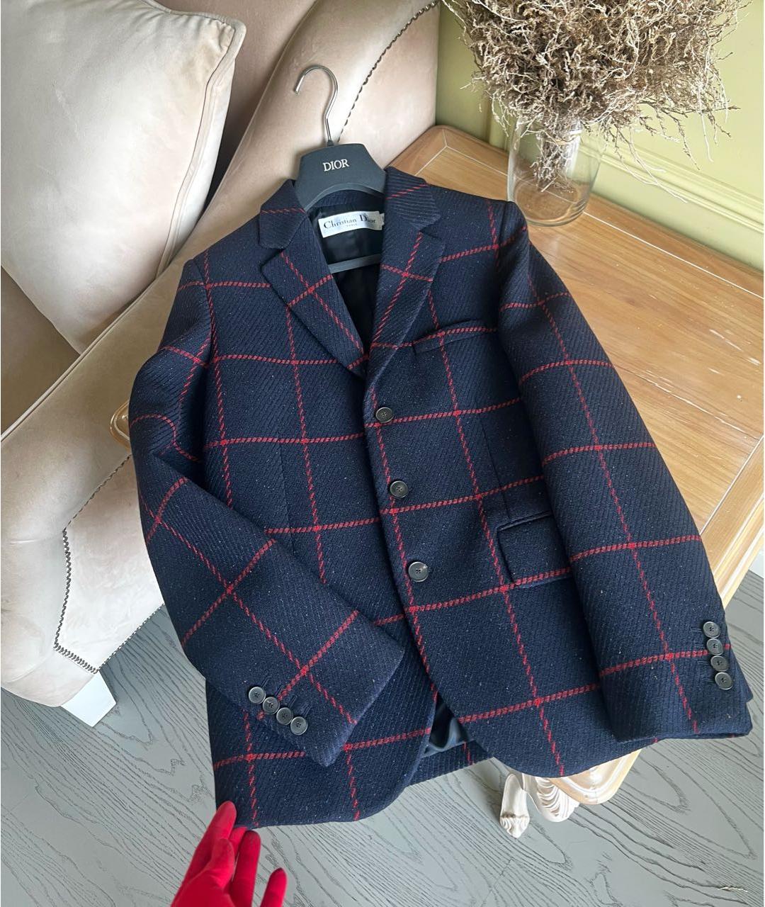 CHRISTIAN DIOR Темно-синий шерстяной жакет/пиджак, фото 3