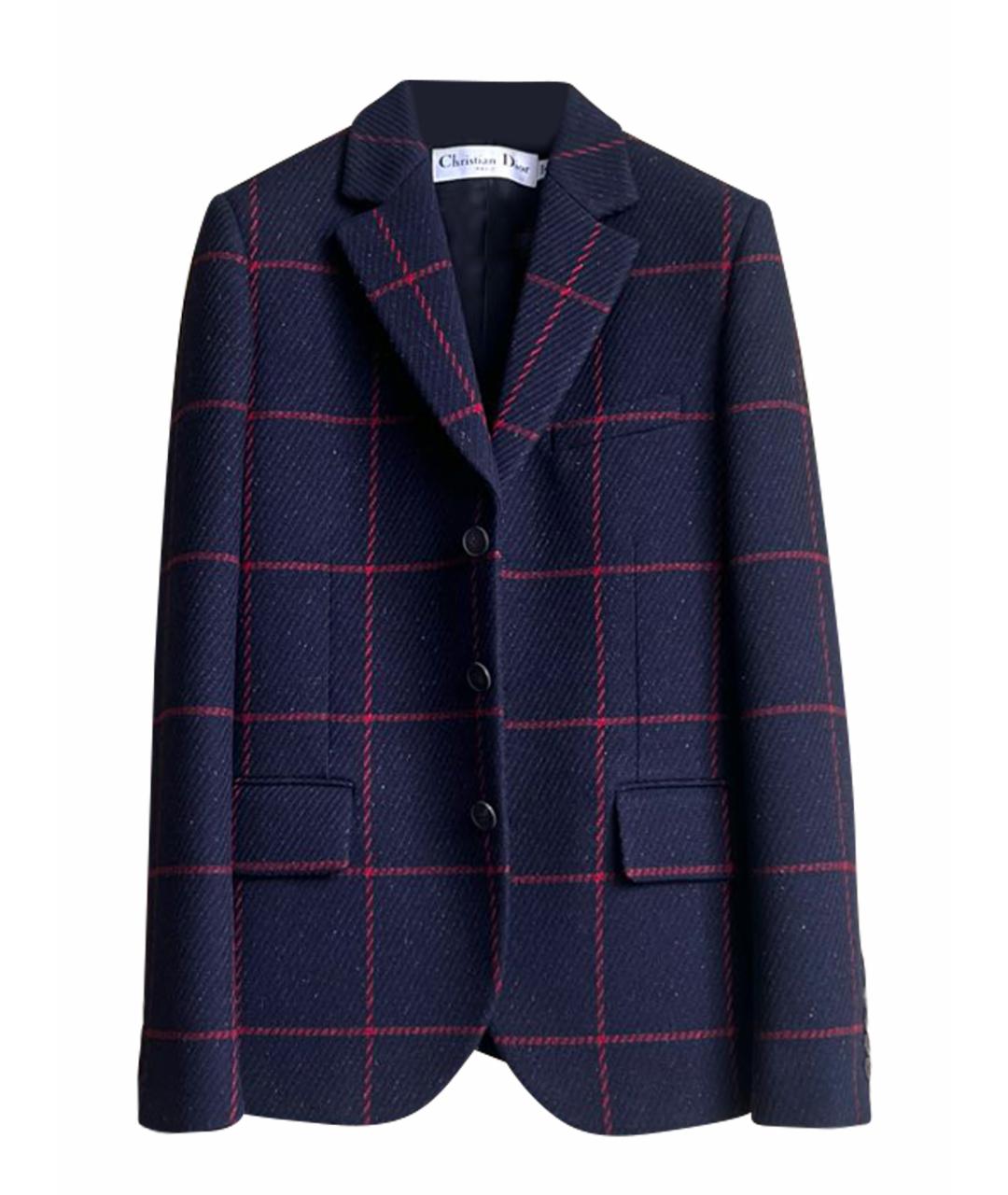 CHRISTIAN DIOR Темно-синий шерстяной жакет/пиджак, фото 1
