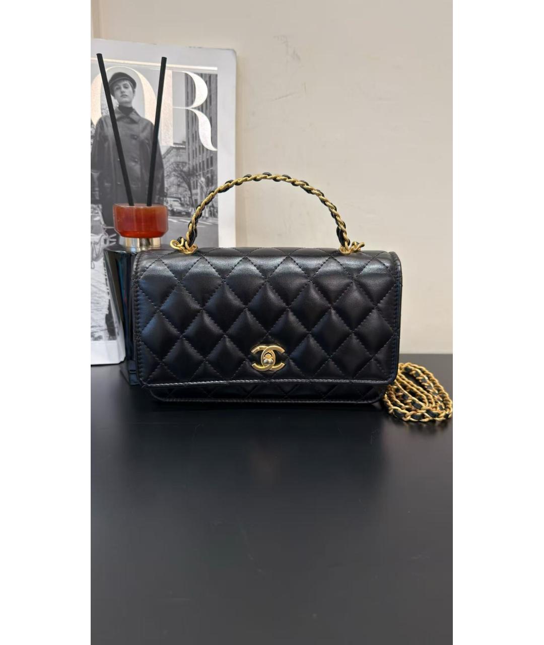 CHANEL Черная кожаная сумка через плечо, фото 5