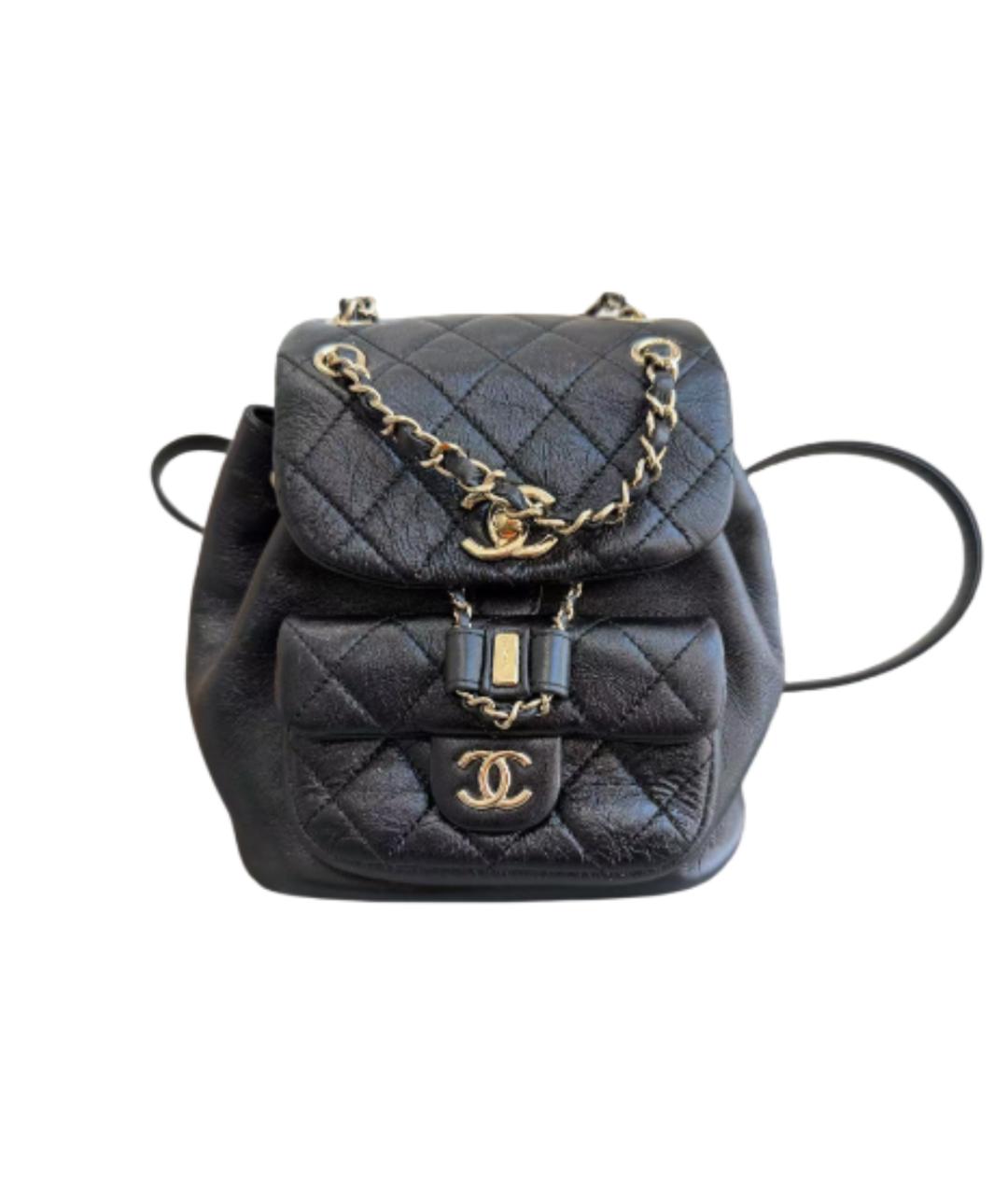CHANEL Черный кожаный рюкзак, фото 6