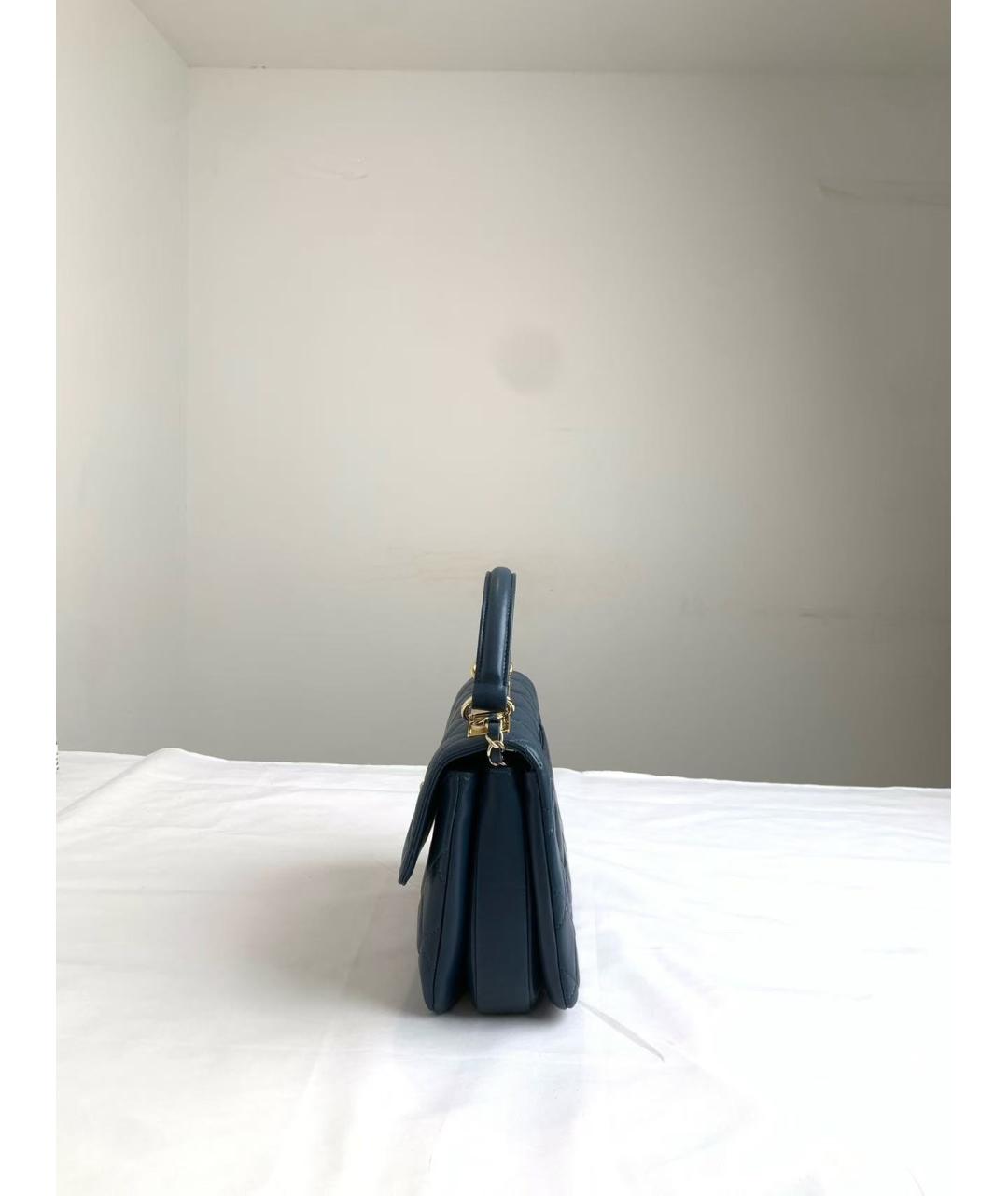 CHANEL Голубая кожаная сумка через плечо, фото 4