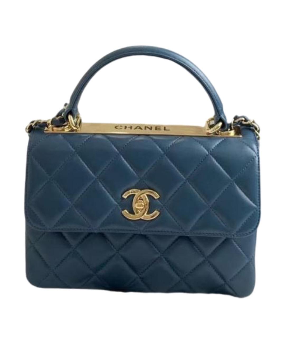 CHANEL Голубая кожаная сумка через плечо, фото 1