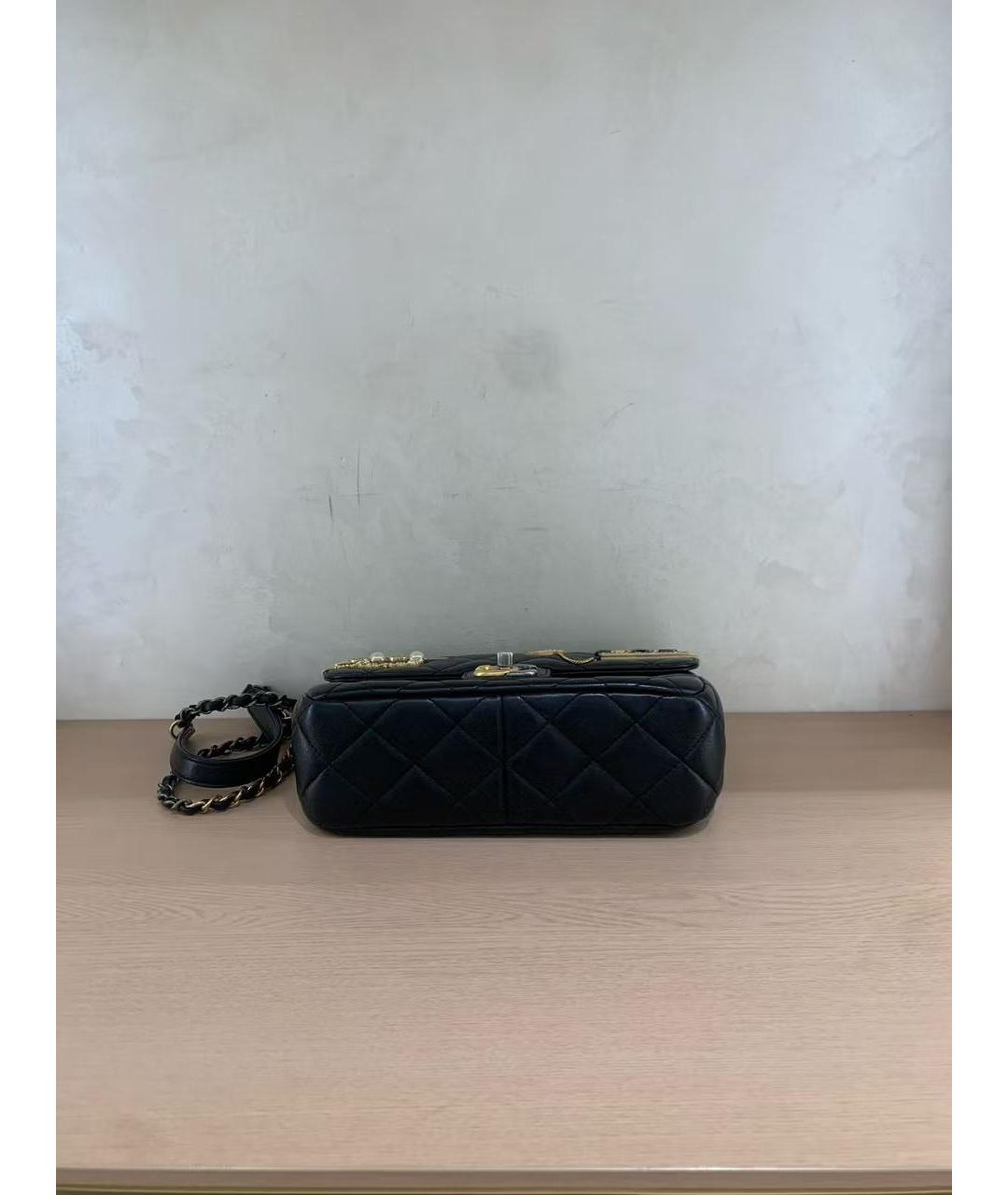 CHANEL Черная кожаная сумка через плечо, фото 5