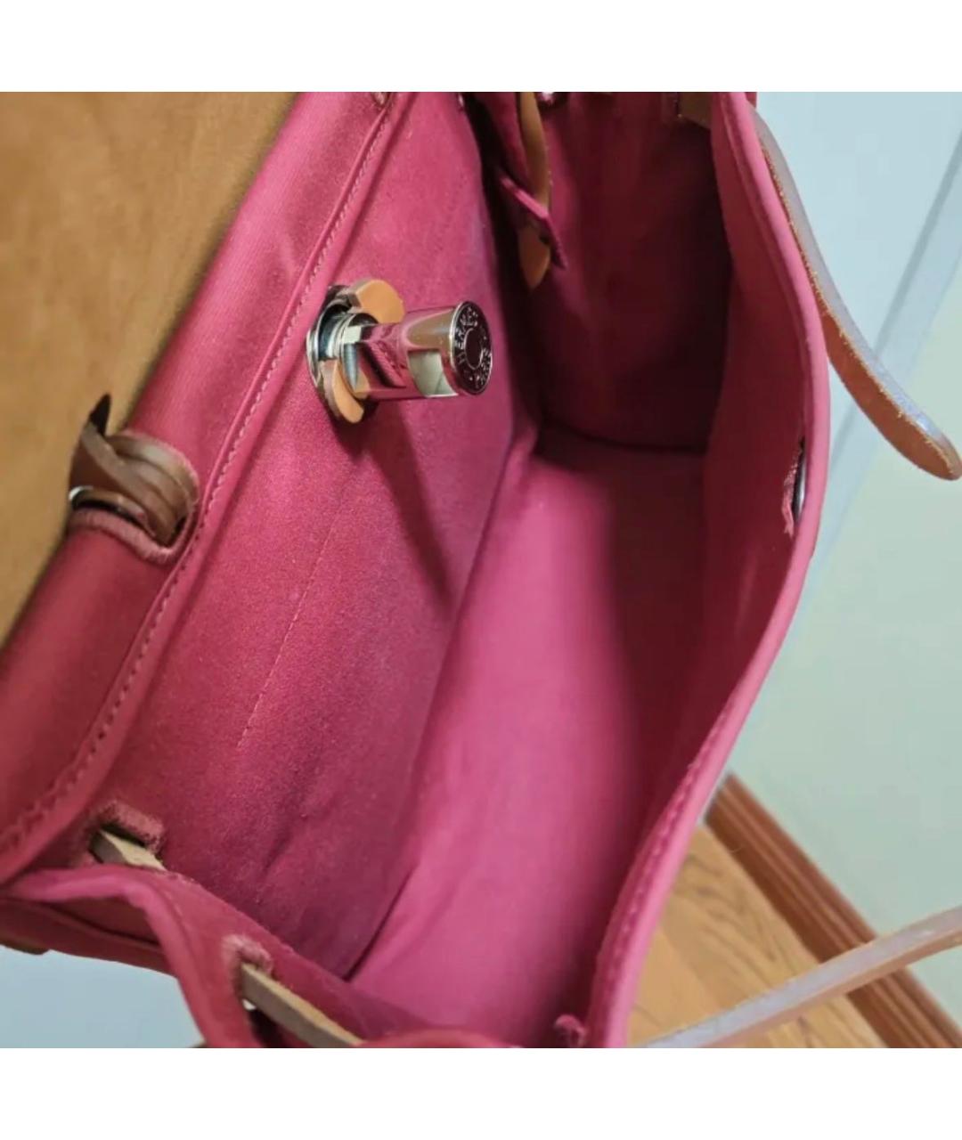 HERMES Розовая тканевая сумка через плечо, фото 5