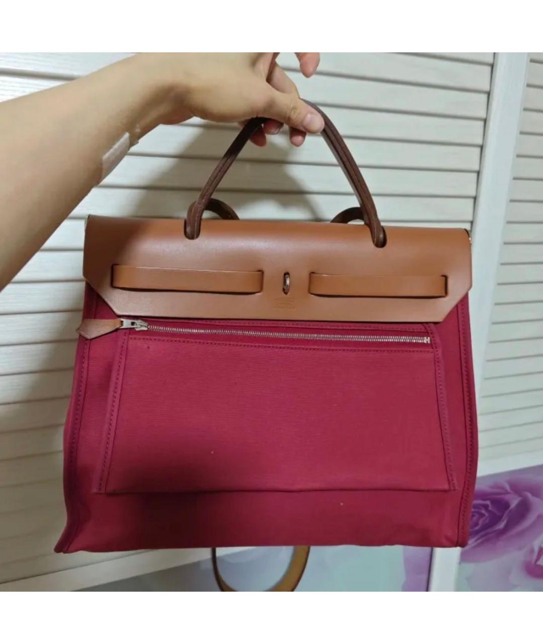 HERMES Розовая тканевая сумка через плечо, фото 3