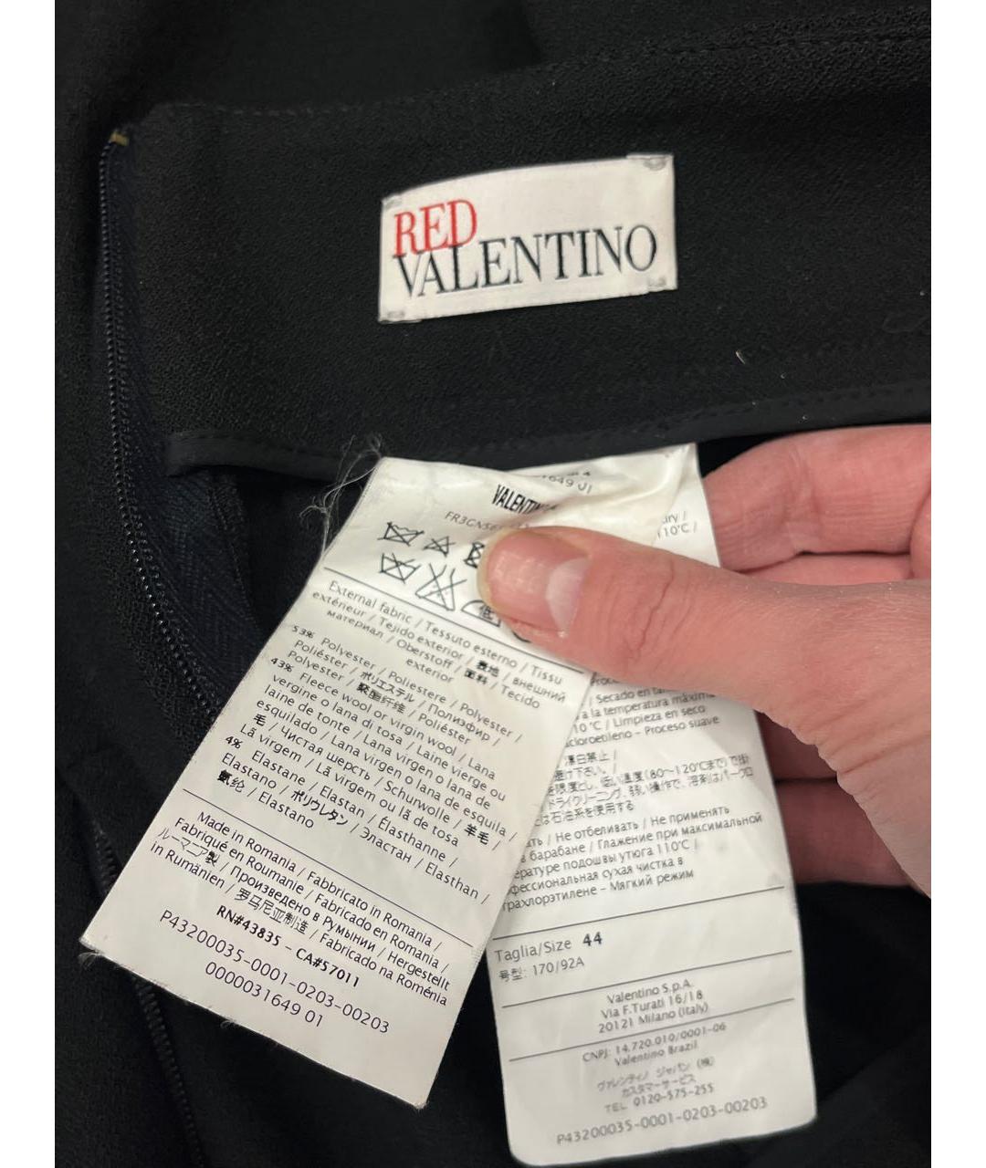 RED VALENTINO Черная шерстяная юбка мини, фото 3