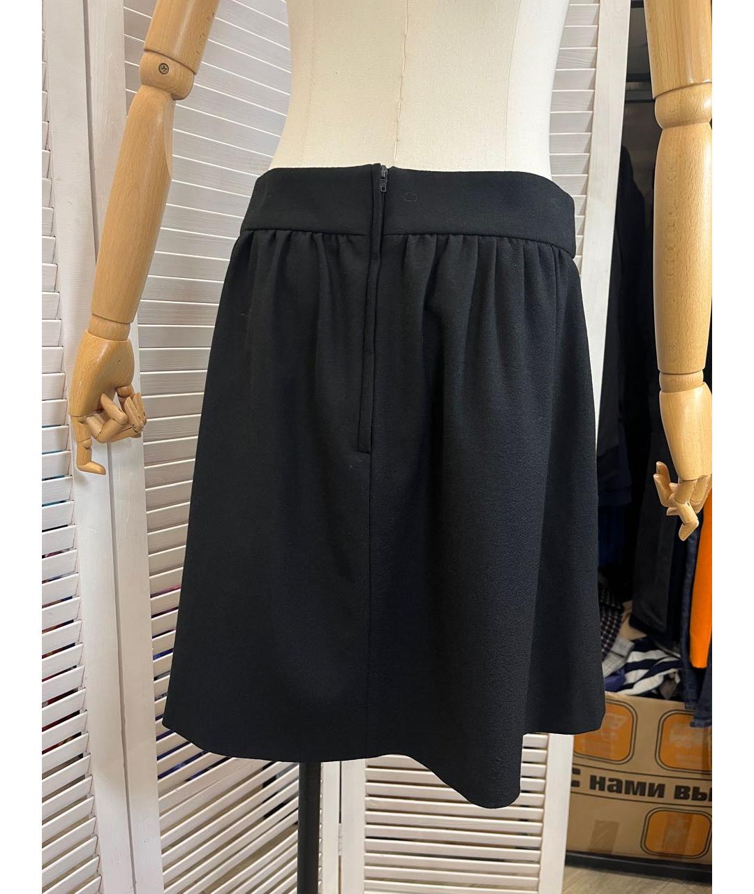 RED VALENTINO Черная шерстяная юбка мини, фото 5