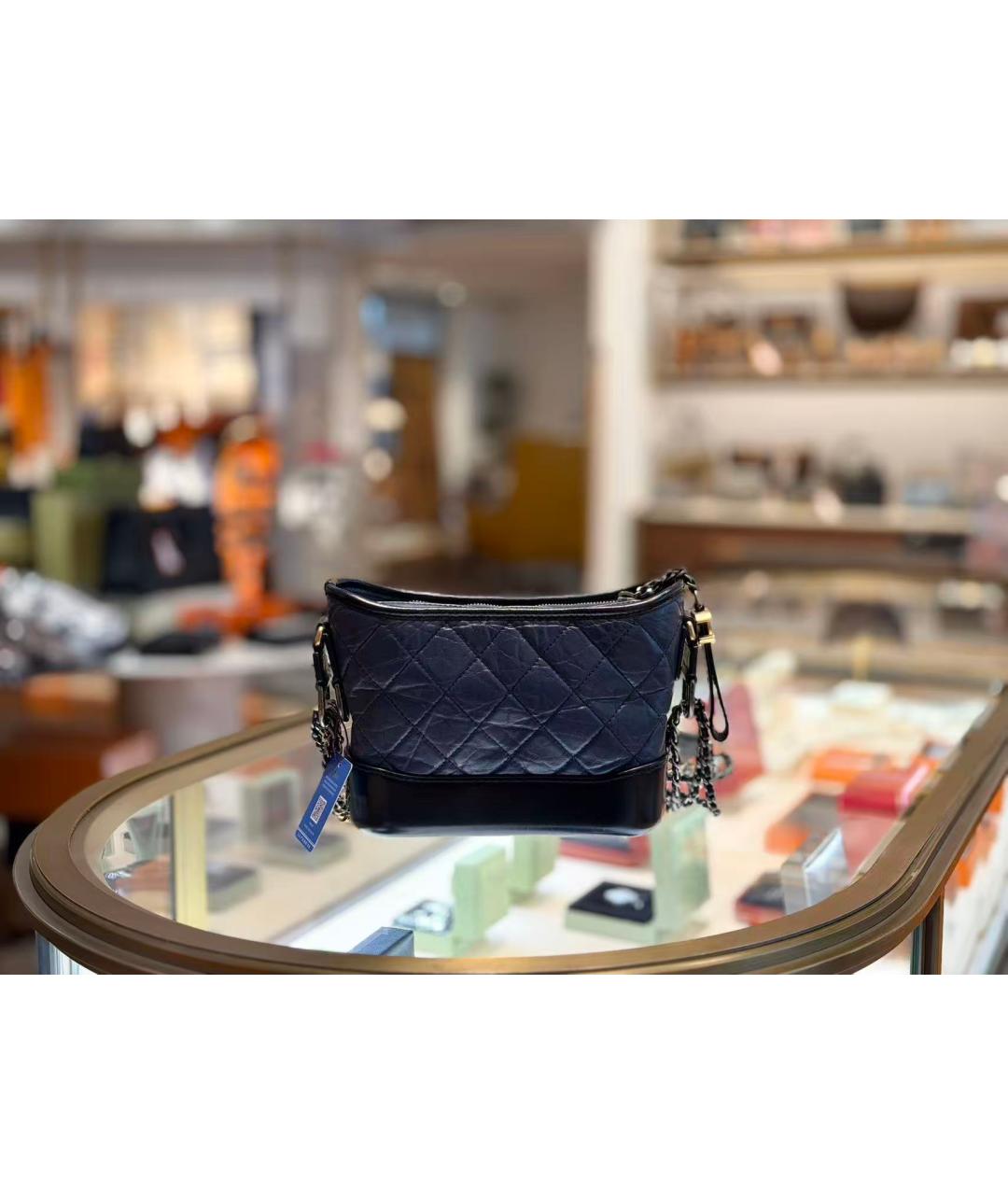 CHANEL Темно-синяя кожаная сумка через плечо, фото 2