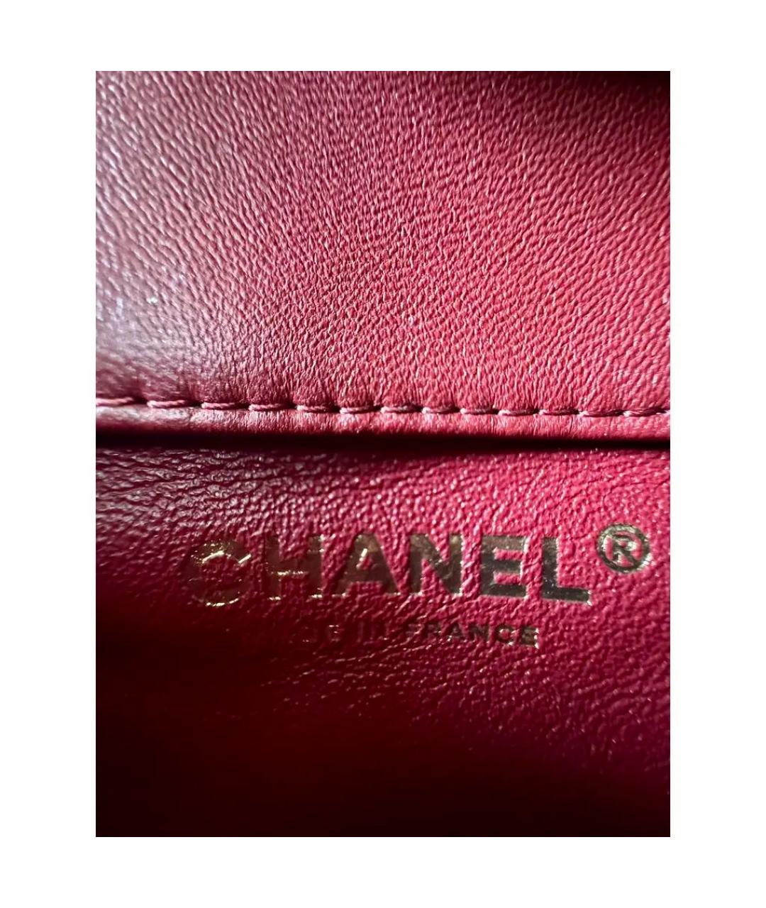 CHANEL Бордовая кожаная сумка через плечо, фото 5