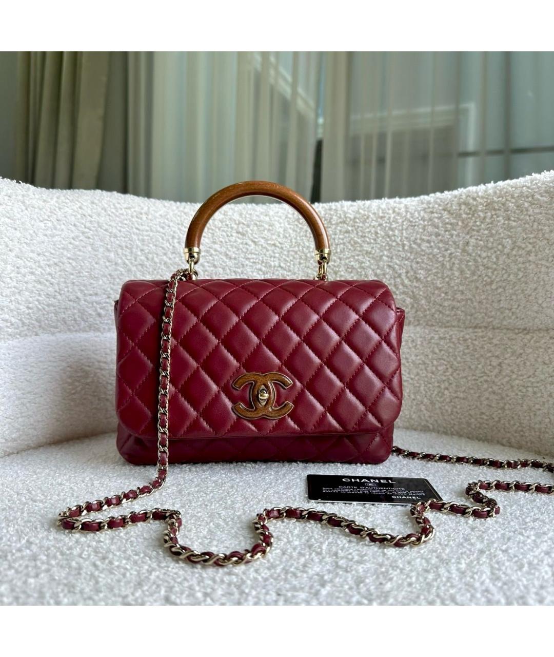 CHANEL Бордовая кожаная сумка через плечо, фото 2