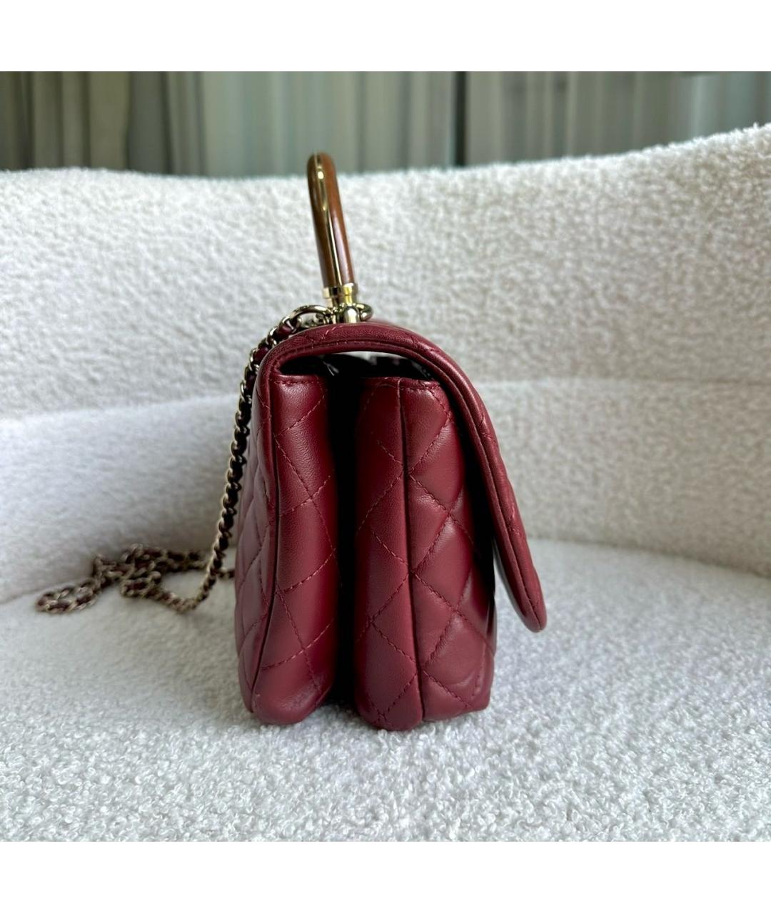 CHANEL Бордовая кожаная сумка через плечо, фото 4
