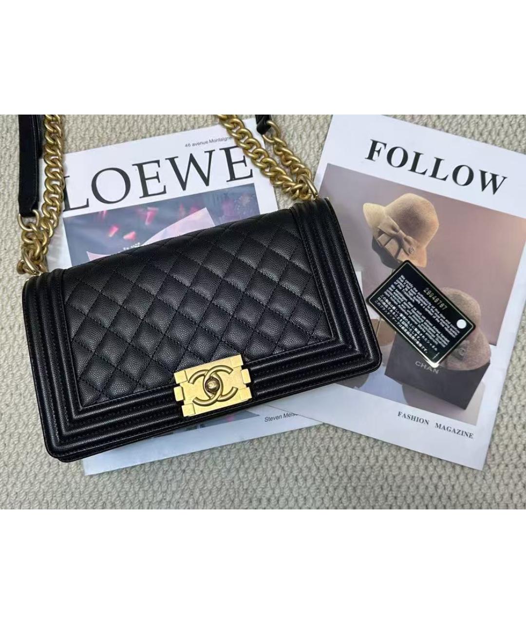 CHANEL Черная кожаная сумка через плечо, фото 4